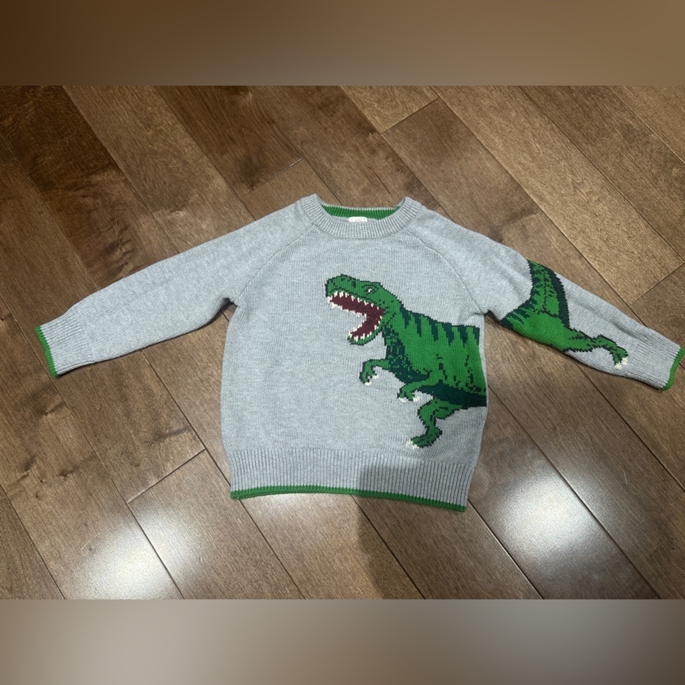 BABY GAP • Grey crewneck Sweater with Dinosaur Design